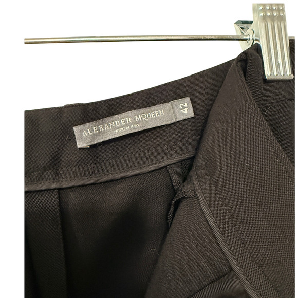 Alexander McQueen 100% Wool High Rise Trousers 6 Straight Leg Cropped Pants 42 - Picture 8 of 15